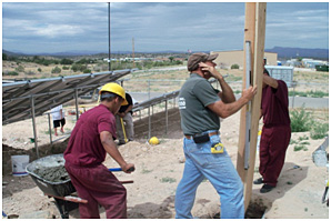 Photo of solar power system under construction. Photo of solar power system under construction.