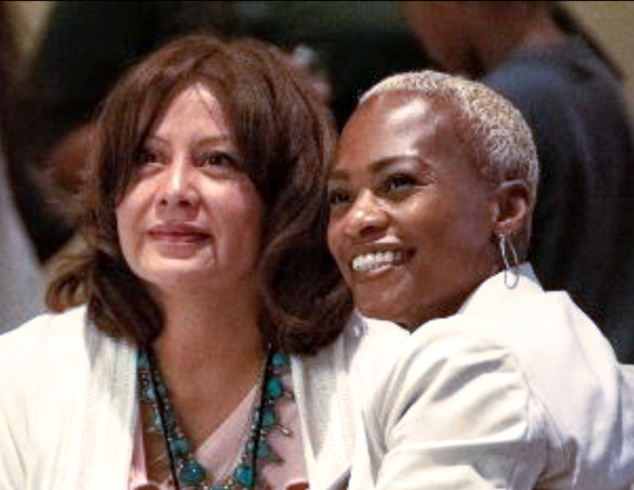Photo of Pamela Foster, mother of Ashlynne Mike and advocate for missing children, with OJJDP Deputy Administrator Chryl Y. Jones.